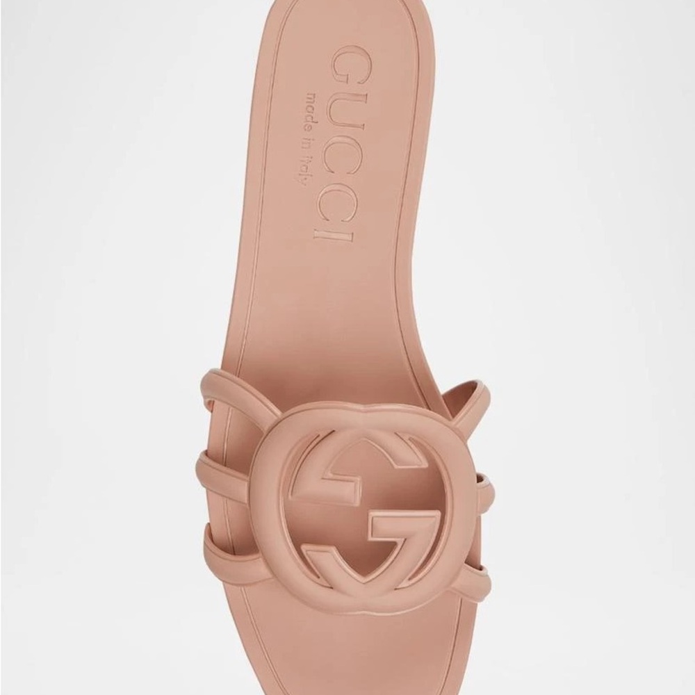 Gucci Nude Pink Interlocking G Slide Sandals - Picture 11 of 11